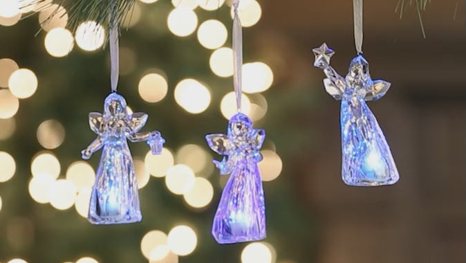 Christmas Angel Trio Ornament Set Color Changing