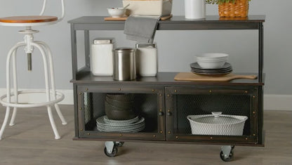 Industrial Rolling Buffet Serving Cart - Kitchen or Bar