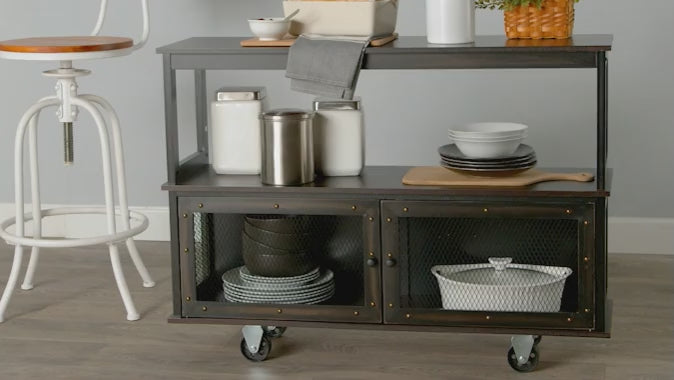 Industrial Rolling Buffet Serving Cart - Kitchen or Bar