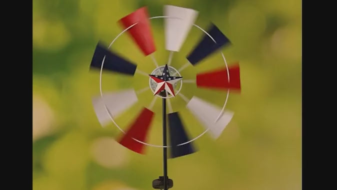 Americana Solar Country Windmill Windspinner Stake