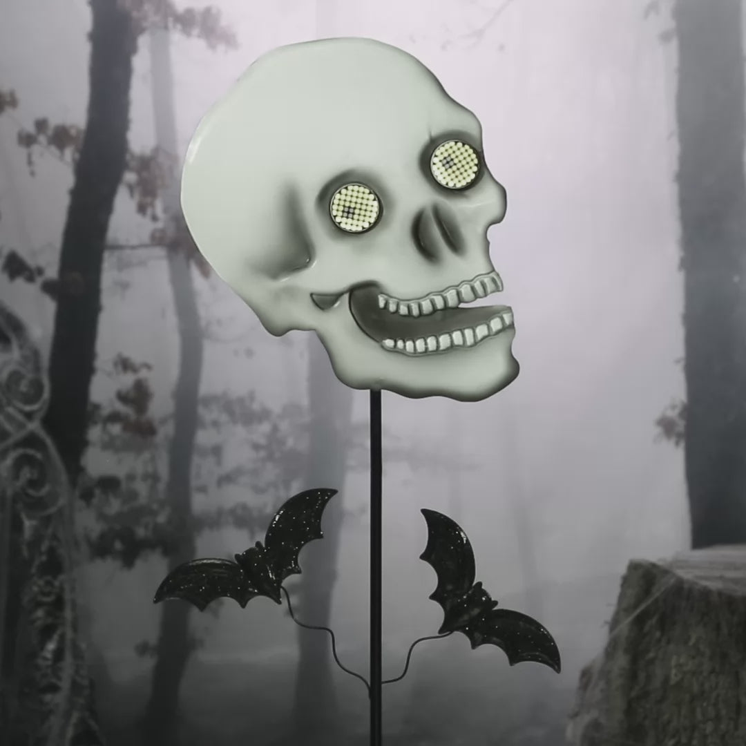 Load video: Halloween Stake Animated Jack-O'-Lantern or Skull