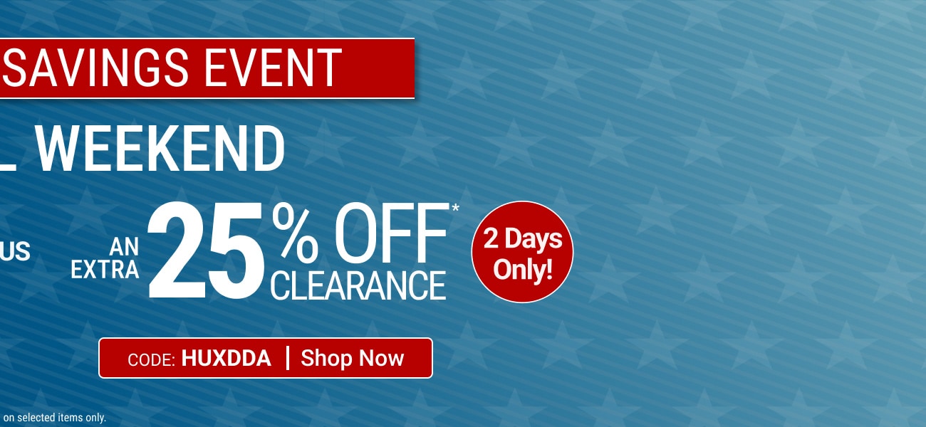 Take an extra 25% off Clearance - Shop now